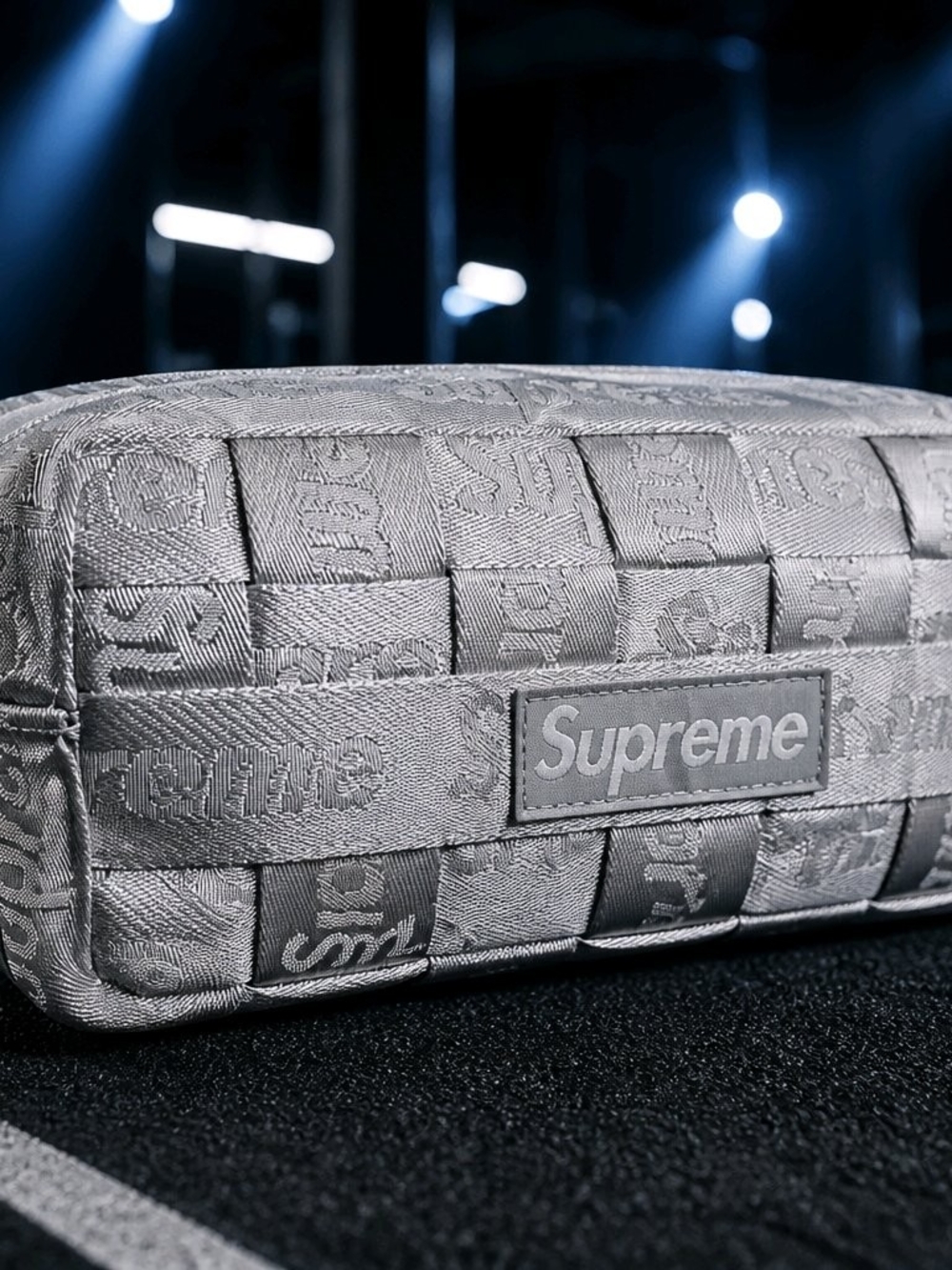 Supreme Silver Quilted Toiletry Bag